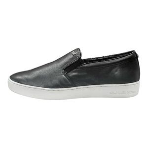 Leather Slip-on Black Keaton Sneakers Michael Kors Silver Metallic Logo Size 10